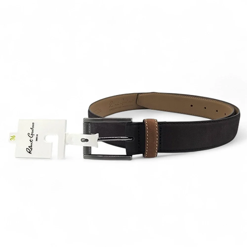 ROBERT GRAHAM Signature Ripaso Rich Black Leather Belt Mens Size 36 NEW w/ Tag